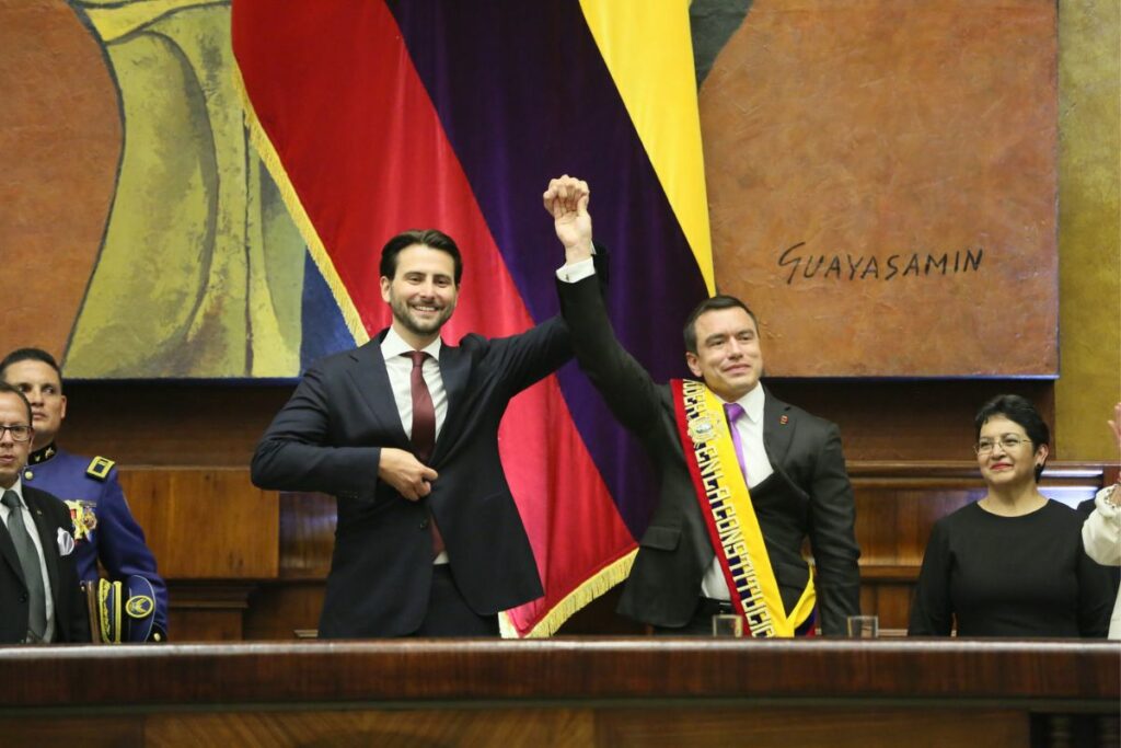Empleo, inversión y lucha contra el crimen, promete Daniel Noboa  en su posesión presidencial